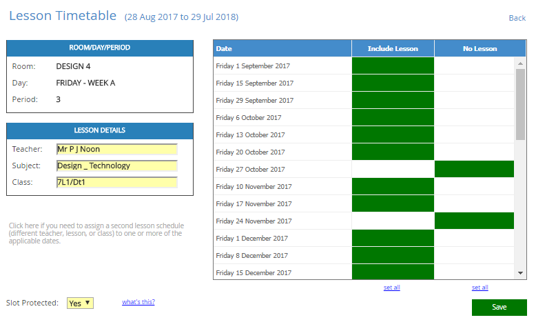 Lesson Timetable