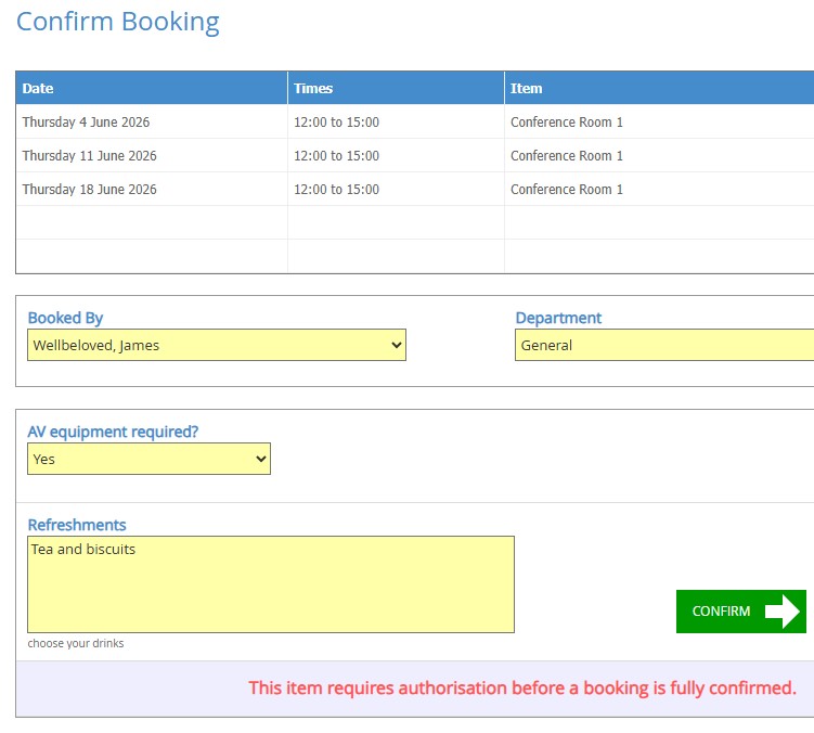Event manager dashboard screenshot showing lesson scheduling and room management