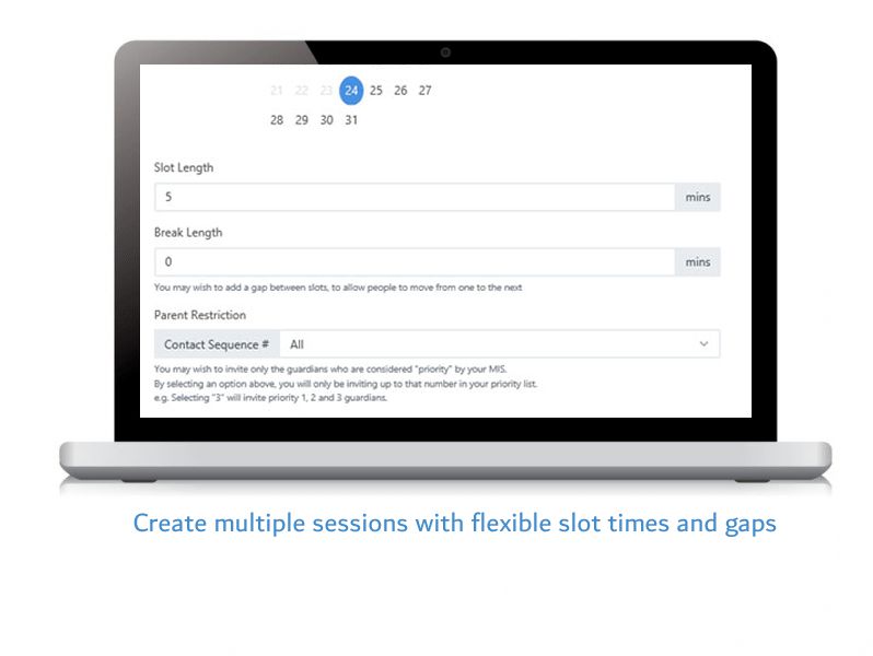 Create multiple sessions with flexible slot times and gap